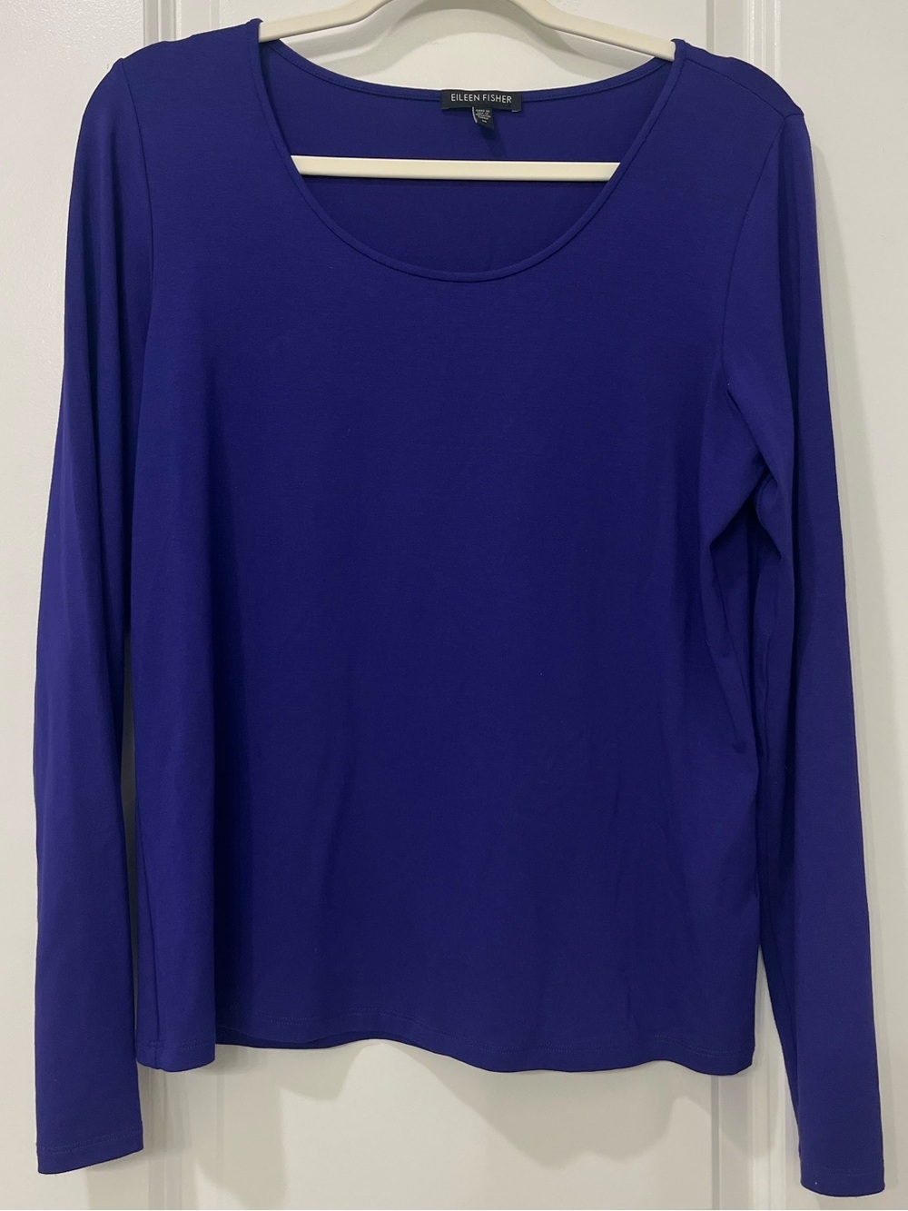 Eileen Fisher Scoop Neck Long Sleeve Top Violet Purple Medium